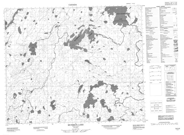 Munekun Lake Topographic map 053G06 at 1:50,000 Scale
