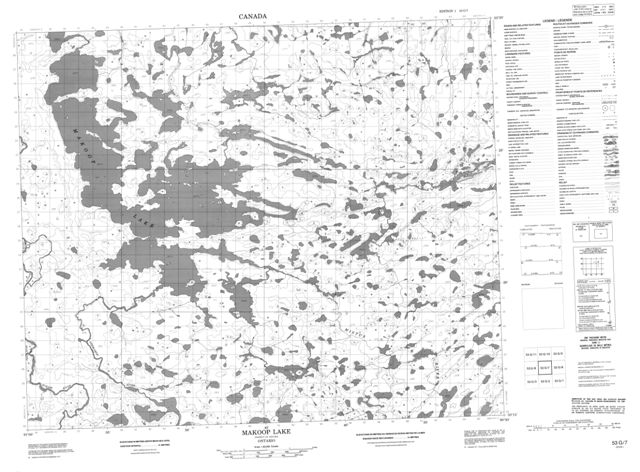 Makoop Lake Topographic map 053G07 at 1:50,000 Scale