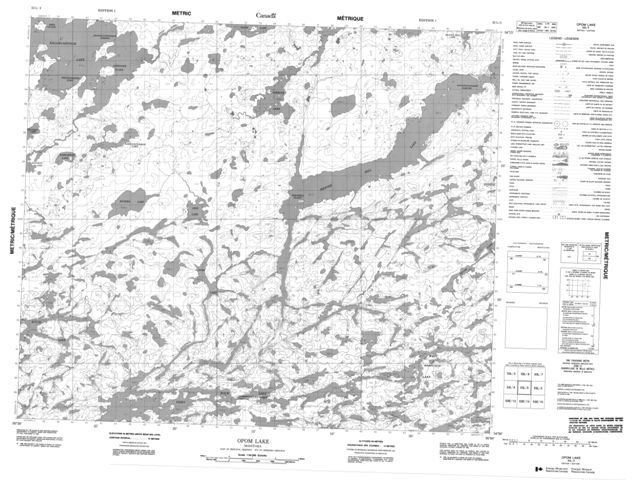 Opom Lake Topographic map 053L03 at 1:50,000 Scale