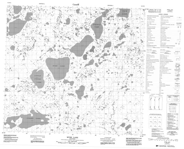 Myre Lake Topographic map 054D15 at 1:50,000 Scale