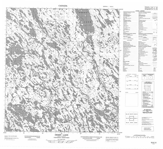 Derby Lake Topographic map 055K12 at 1:50,000 Scale