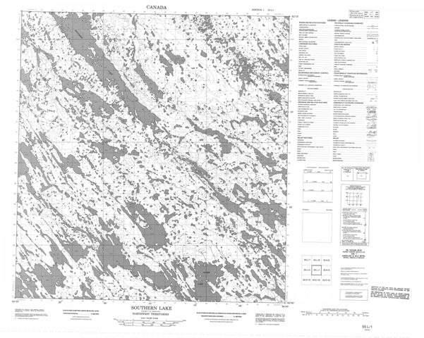Southern Lake Topographic map 055L01 at 1:50,000 Scale