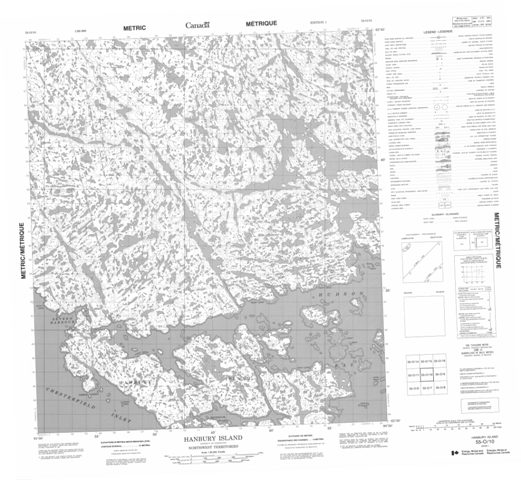 Hanbury Island Topographic map 055O10 at 1:50,000 Scale