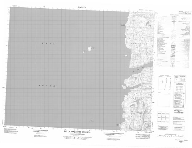 De La Roquette Islands Topographic map 058B04 at 1:50,000 Scale
