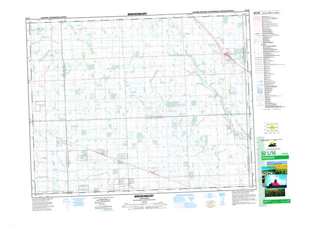 Bredenbury Topographic map 062L16 at 1:50,000 Scale