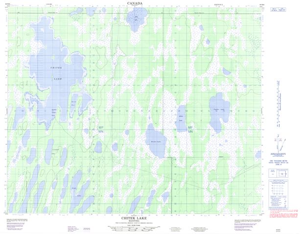 Chitek Lake Topographic map 063B06 at 1:50,000 Scale