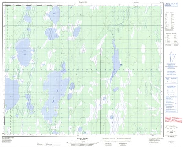 Sisib Lake Topographic map 063B11 at 1:50,000 Scale