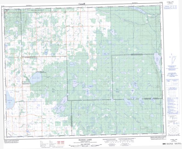 Klogei Lake Topographic map 063D06 at 1:50,000 Scale