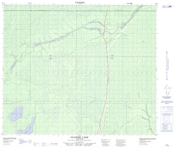 Gladish Lake Topographic map 063J03 at 1:50,000 Scale