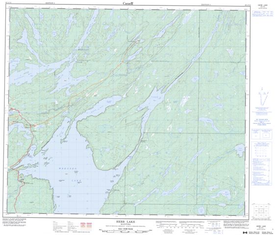 Herb Lake Topographic map 063J13 at 1:50,000 Scale