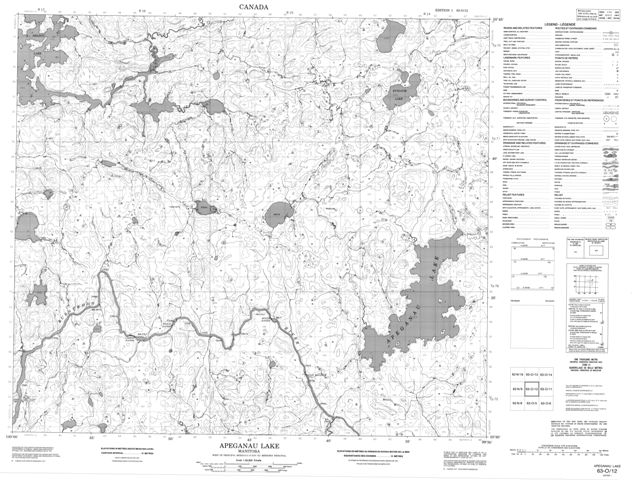 Apeganau Lake Topographic map 063O12 at 1:50,000 Scale