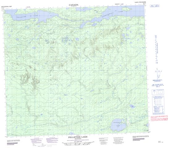 Pelletier Lake Topographic map 064A07 at 1:50,000 Scale
