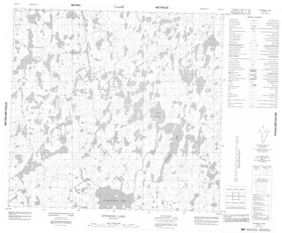 Attridge Lake Topographic map 064F15 at 1:50,000 Scale