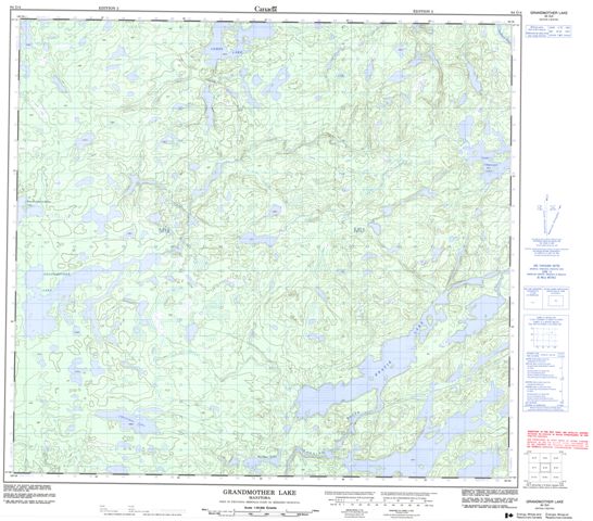 Grandmother Lake Topographic map 064G04 at 1:50,000 Scale