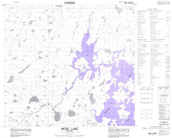 Moss Lake Topographic map 064G10 at 1:50,000 Scale