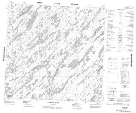 Erickson Lake Topographic map 064N04 at 1:50,000 Scale