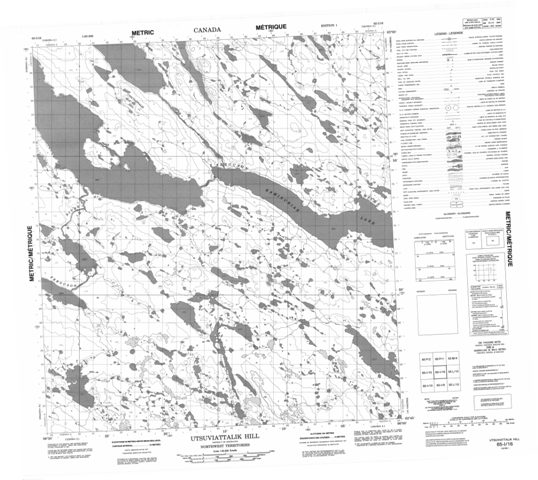 Utsuviattalik Hill Topographic map 065I16 at 1:50,000 Scale