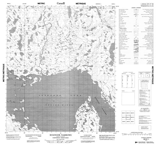 Koangok Narrows Topographic map 066B11 at 1:50,000 Scale