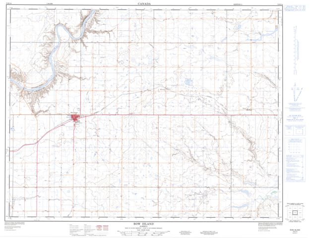 Bow Island Topographic map 072E14 at 1:50,000 Scale