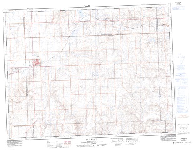 Shaunavon Topographic map 072F09 at 1:50,000 Scale