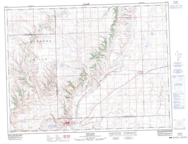 Dollard Topographic map 072F10 at 1:50,000 Scale