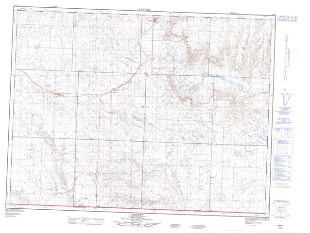 Orkney Topographic map 072G04 at 1:50,000 Scale