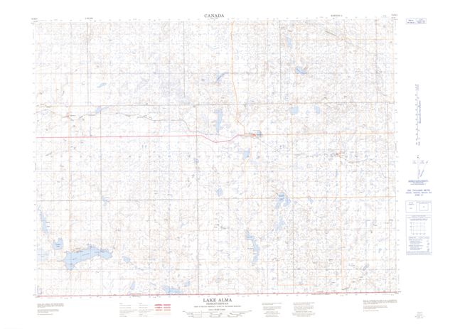 Lake Alma Topographic map 072H01 at 1:50,000 Scale