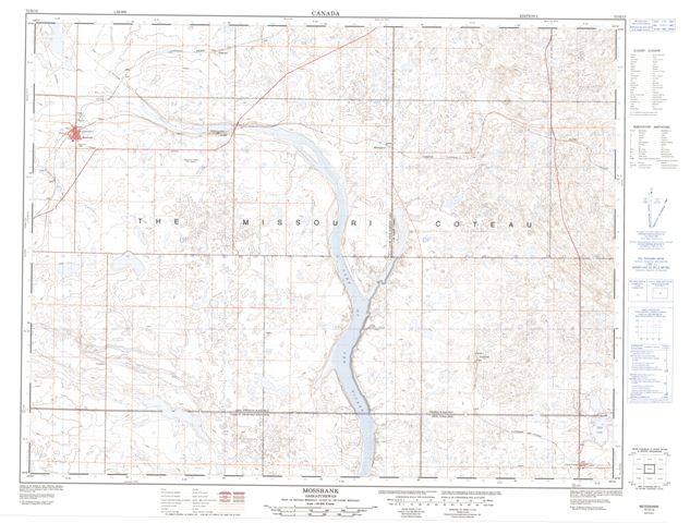 Mossbank Topographic map 072H13 at 1:50,000 Scale