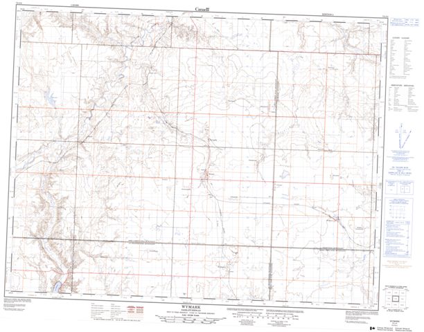 Wymark Topographic map 072J04 at 1:50,000 Scale