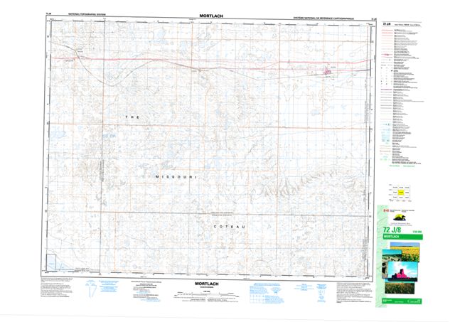 Mortlach Topographic map 072J08 at 1:50,000 Scale