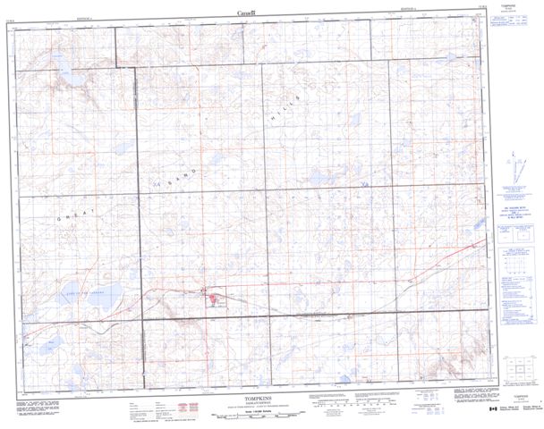 Tompkins Topographic map 072K02 at 1:50,000 Scale