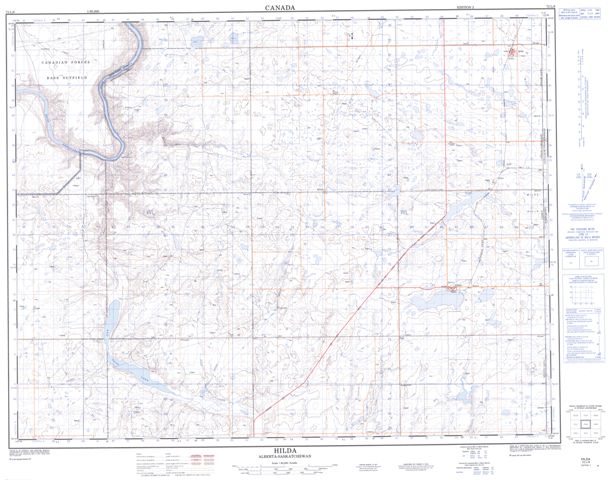 Hilda Topographic map 072L08 at 1:50,000 Scale