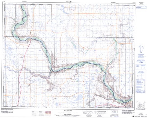 Wardlow Topographic map 072L13 at 1:50,000 Scale
