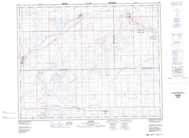Alsask Topographic map 072N05 at 1:50,000 Scale