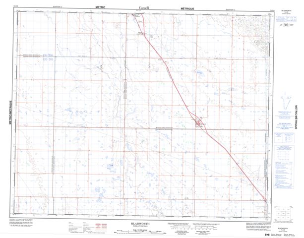 Bladworth Topographic map 072O08 at 1:50,000 Scale