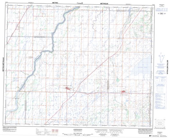 Aberdeen Topographic map 073B08 at 1:50,000 Scale