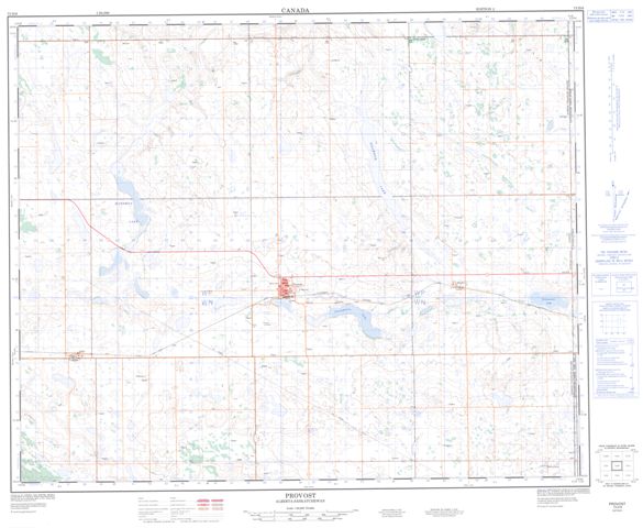 Provost Topographic map 073D08 at 1:50,000 Scale