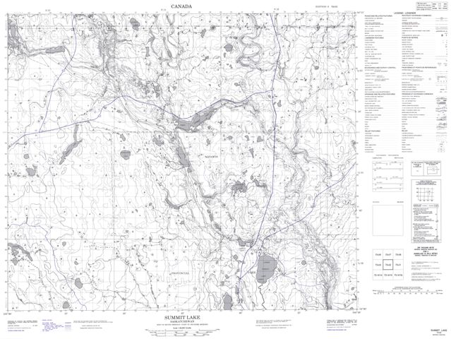 Summit Lake Topographic map 073I02 at 1:50,000 Scale