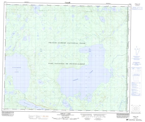 Crean Lake Topographic map 073J01 at 1:50,000 Scale