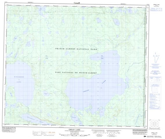 Crean Lake Topographic map 073J01 at 1:50,000 Scale
