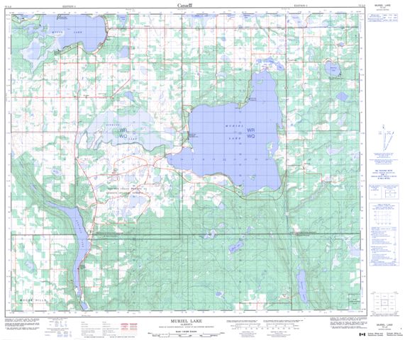 Muriel Lake Topographic map 073L02 at 1:50,000 Scale