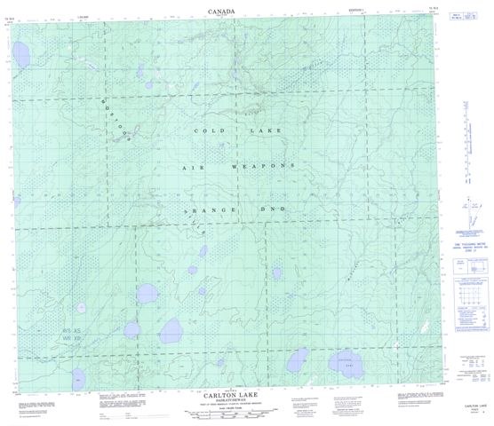 Carlton Lake Topographic map 073N03 at 1:50,000 Scale