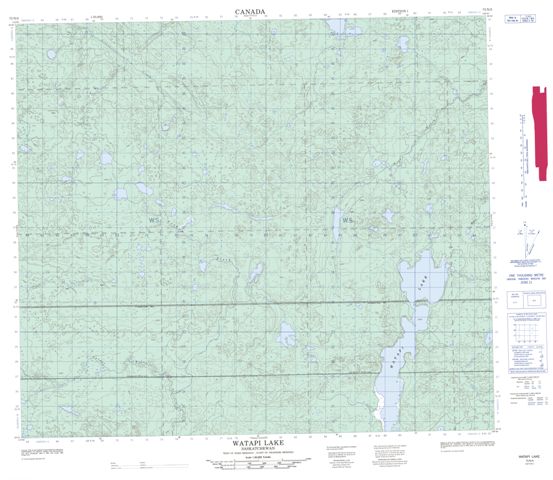 Watapi Lake Topographic map 073N05 at 1:50,000 Scale