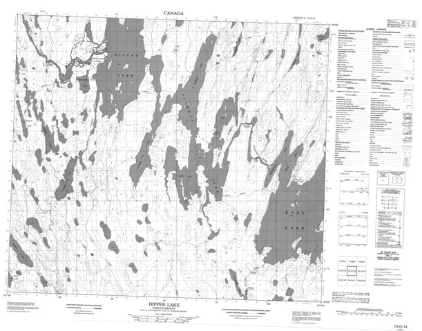 Dipper Lake Topographic map 073O14 at 1:50,000 Scale