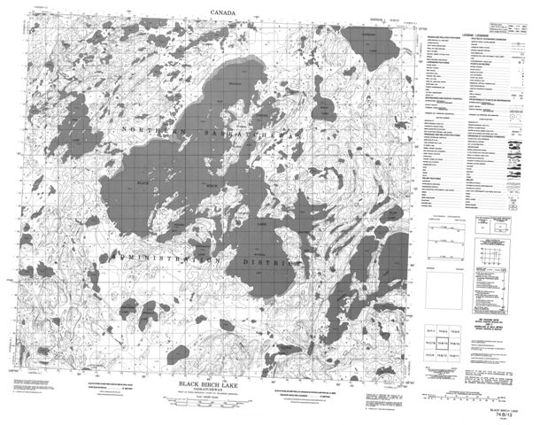 Black Birch Lake Topographic map 074B13 at 1:50,000 Scale