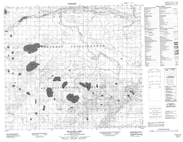 Mcadam Lake Topographic map 074C04 at 1:50,000 Scale