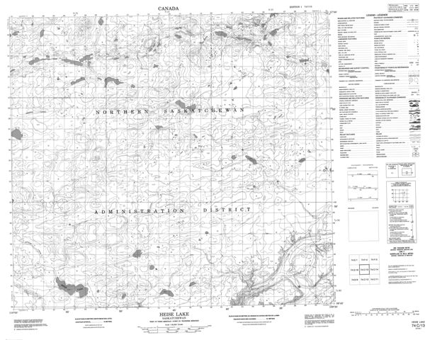 Heise Lake Topographic map 074C13 at 1:50,000 Scale