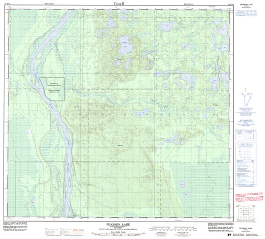 Pearson Lake Topographic map 074E14 at 1:50,000 Scale