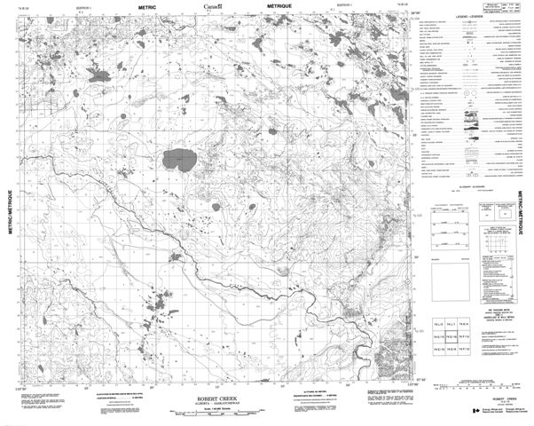 Robert Creek Topographic map 074E16 at 1:50,000 Scale