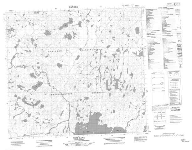 Neff Lake Topographic map 074F01 at 1:50,000 Scale
